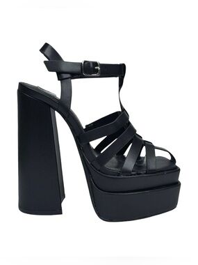 chic Morgan Buckle Platform Sandals - Size 7 - Black